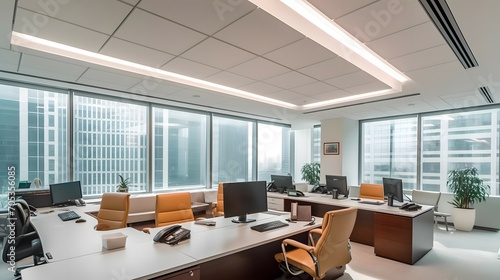 Modern Corporate Office Architectural Photography, expensive decor, professional color grading, soft shadows, no contrast, clean sharp focus, film photography, HDR bright room, evenly lit bright room, © acorn