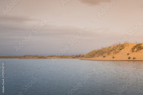 The river around the desert in Inner Mongolia  China