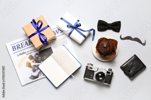 Paper mustache, notebook, m...