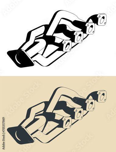 Exhaust manifold illustrations