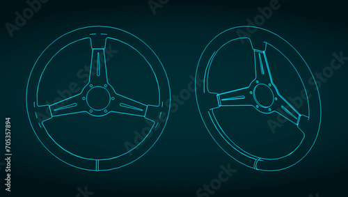 Sports car steering wheel drawing