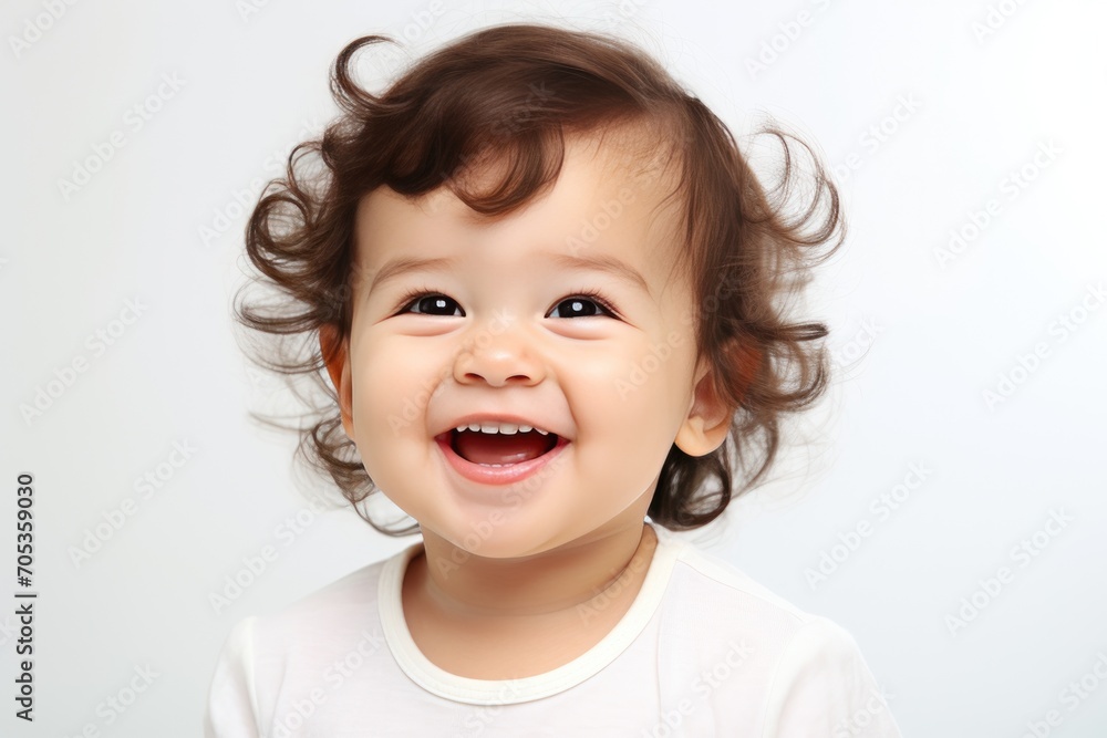 Laughing toddler in white t-shirt Laughing toddler in white t-shirt