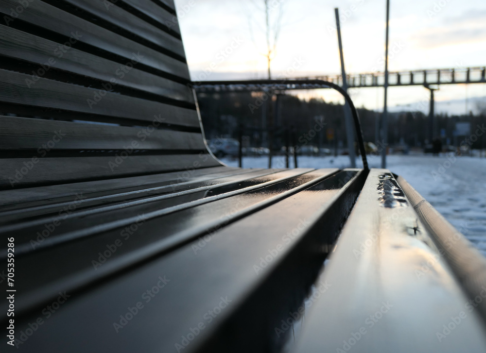 Close up of a outdoor bench