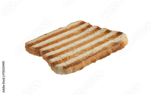 Slice of toasted bread isolated on white