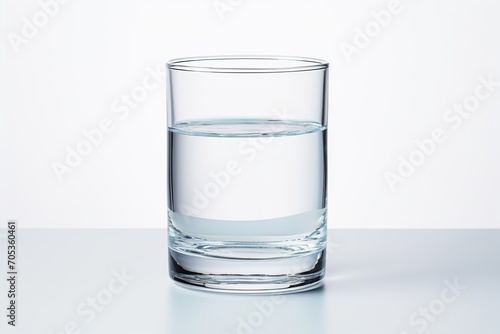 Glass of water isolated on white background. Refreshing and minimalist hydration concept. AI generated