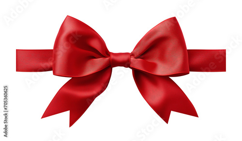 Red satin ribbon. Gift wrapping, decorative bow knot red ribbon. Transparent background. PNG. Generative AI