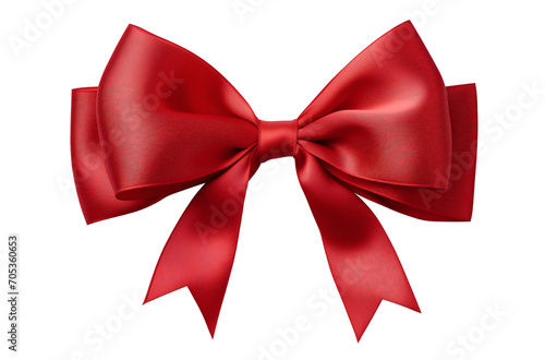 Red satin ribbon. Gift wrapping, decorative bow knot red ribbon. Transparent background. PNG. Generative AI