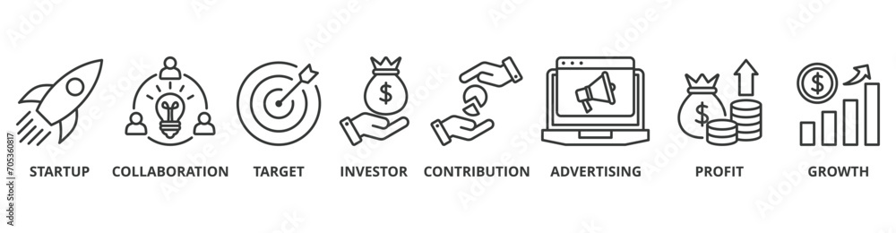 Crowdfunding web icon vector illustration concept with icon of startup, collaboration, target, investor, contribution, advertising, profit, growth - obrazy, fototapety, plakaty 