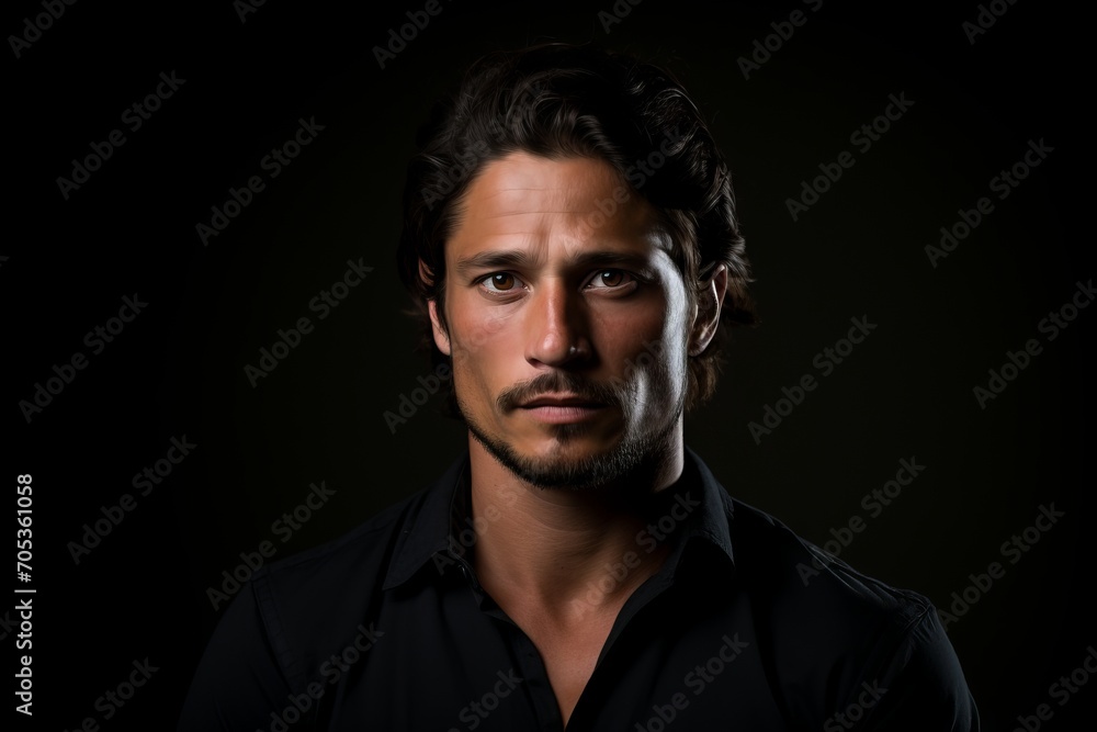 Portrait of a handsome young man on a black background. Men's beauty, fashion. Portrait of a handsome young man on a black background. Men's beauty, fashion.