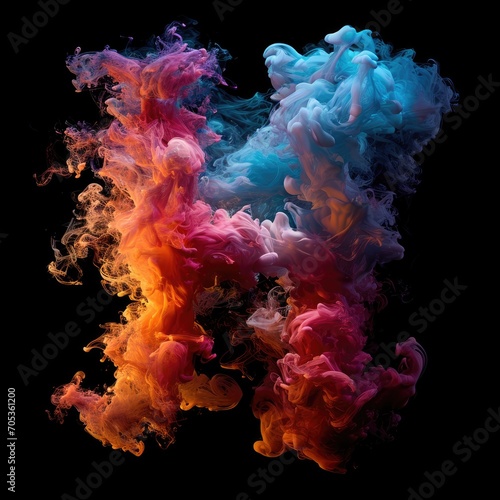 Capital letter H with dreamy colorful smoke growing out