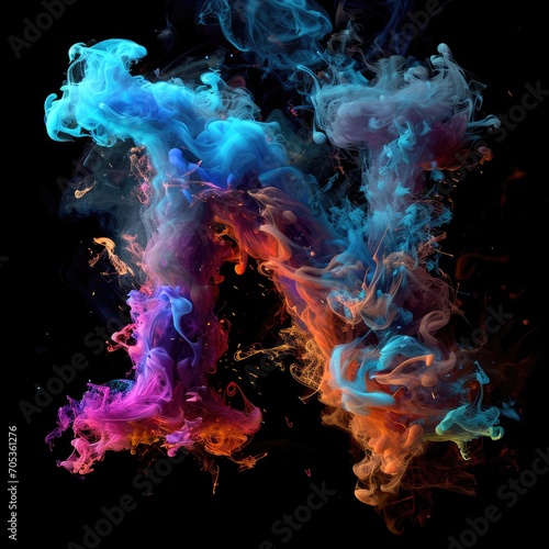 Capital letter N with dreamy colorful smoke growing out