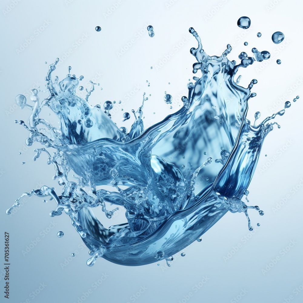 3d water splash, plain background - Generative AI 3d water splash, plain background - Generative AI