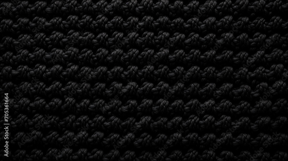 Black knitted wool fabric pattern, warm sweater texture background. Generative AI Black knitted wool fabric pattern, warm sweater texture background. Generative AI
