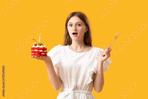 Surprised young woman with ...