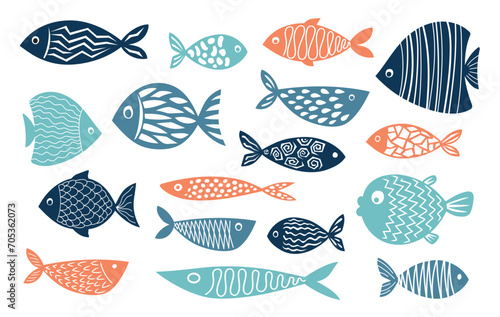 Abstract fish with modern design. Vector illustration
