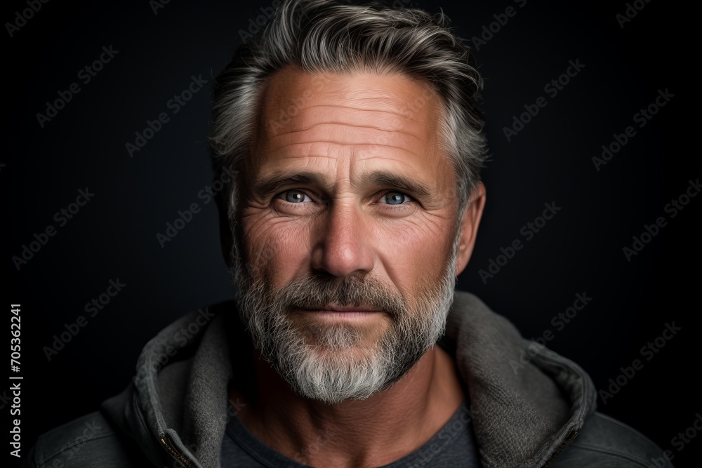 Portrait of a handsome mature man with grey beard and mustache. Portrait of a handsome mature man with grey beard and mustache.