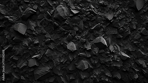 Black charcoal stone texture background. Gray coal, gravel, stone texture. Close-up. Macro. Generative AI