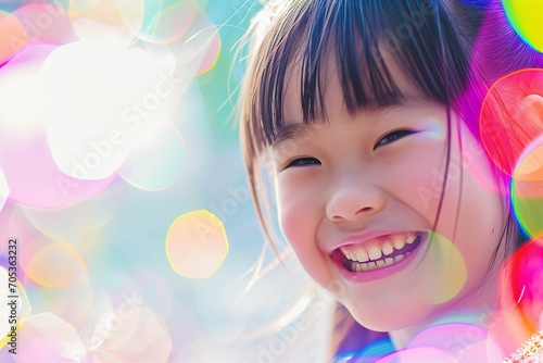 幸せそうな笑顔の女の子のポートレート（子供・日本人・アジア人）