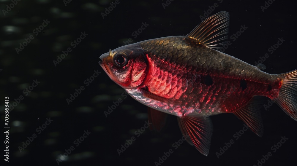 Cherry Barb in the dark background Cherry Barb in the dark background