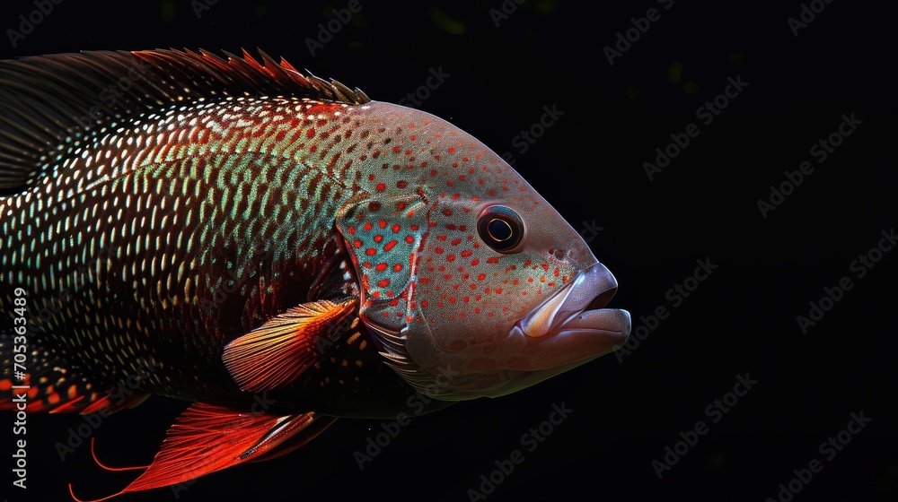 Fototapeta premium Firemouth Cichlid in the dark background