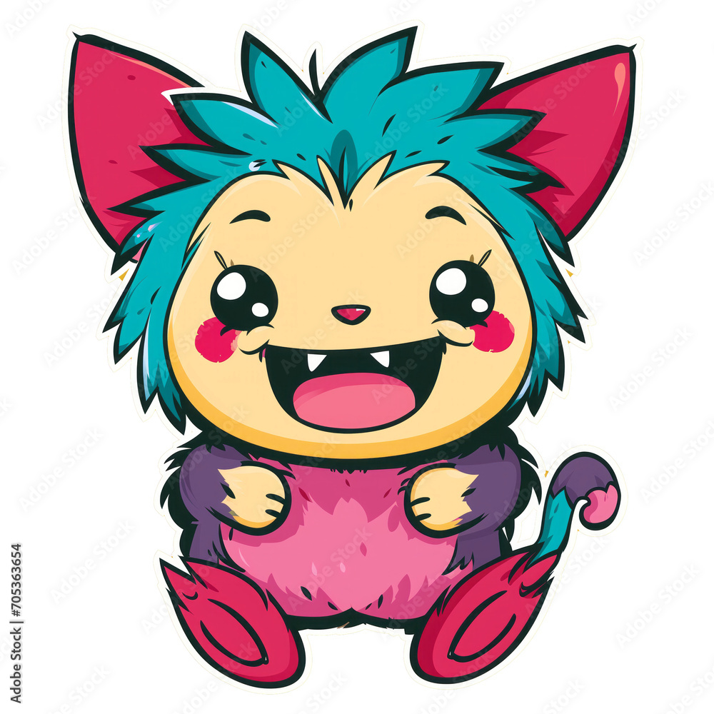 cute cartoon with cat ear and ape tail cute cartoon with cat ear and ape tail