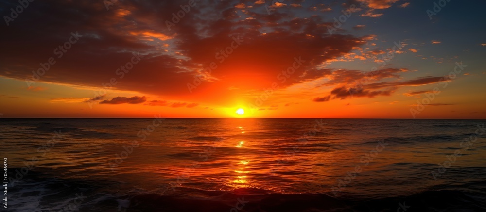 Dramatic Colorful Sunset Sky over the Sea