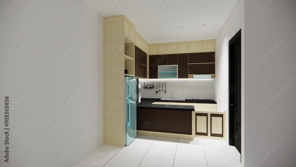 Fototapeta premium modern kitchen interior with kitchen