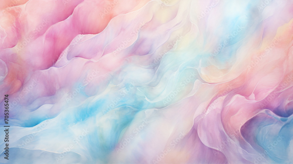 Abstract watercolor textured background pattern in pastel tones of blue, pink and yellow. Generative AI