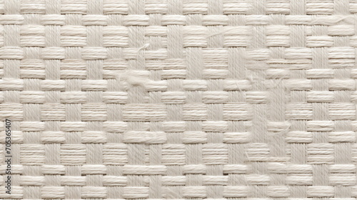 White yarn texture grid pattern woven background. Plaid weave. Macro  close-up. Generative AI