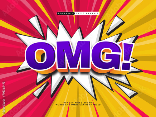 omg 3d editable text effect in comic style