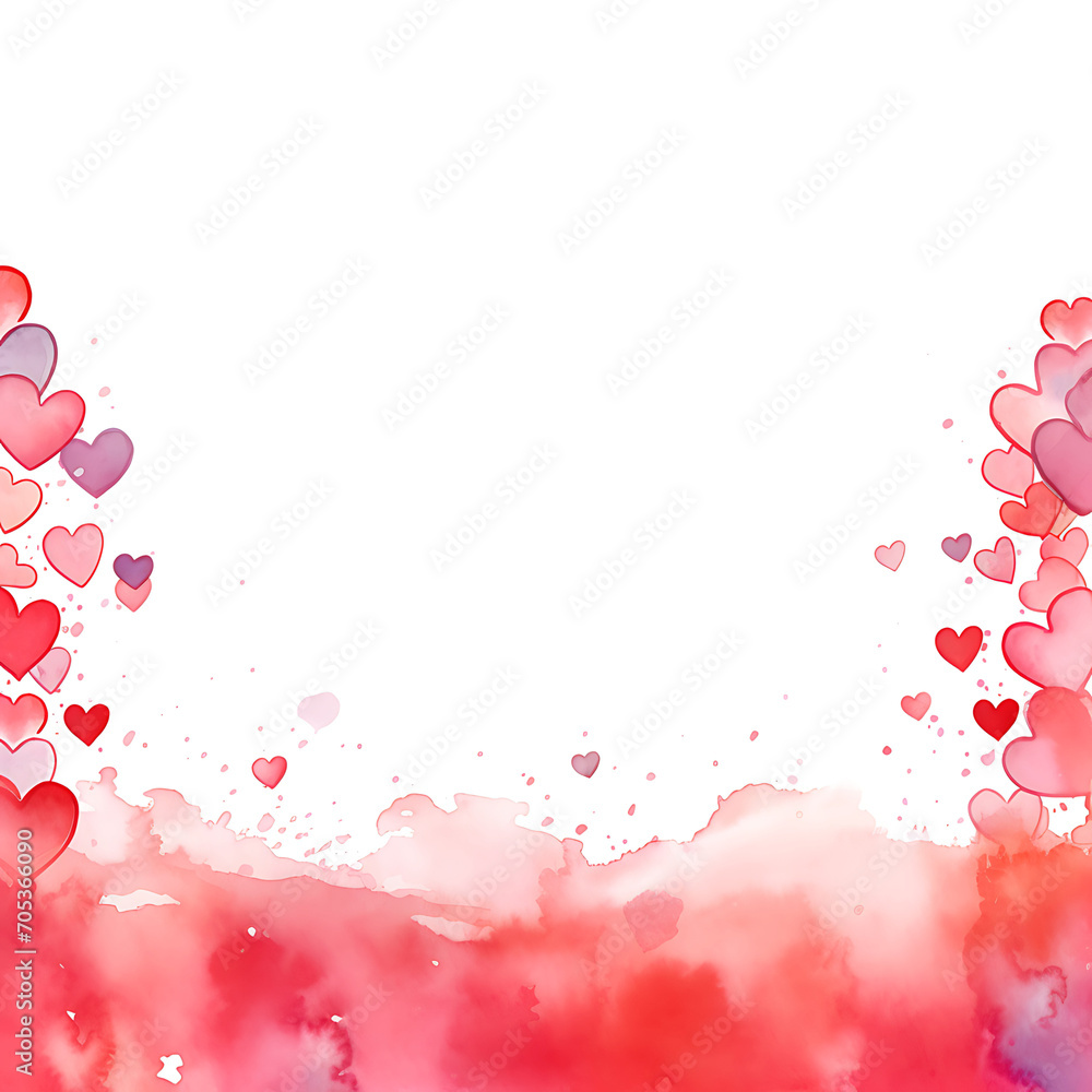 Moldura aquarelada com corações para o Dia dos Namorados Moldura aquarelada com corações para o Dia dos Namorados