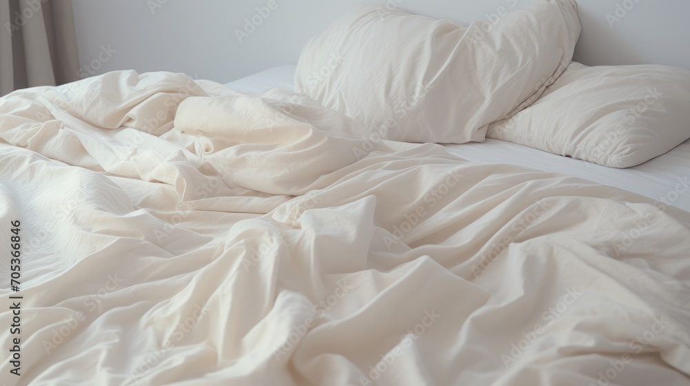 Obraz premium A simplistic view of a soft inviting bed AI generated