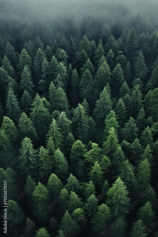 Fototapeta premium A stunning aerial view of dense untouched forests AI generated