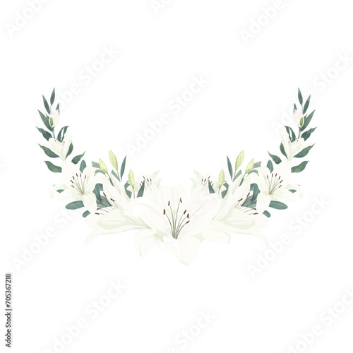 White Lily Wreath Flower Frame Background