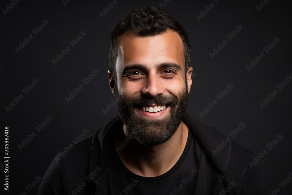 Portrait of a handsome young man with beard and mustache on black background Portrait of a handsome young man with beard and mustache on black background