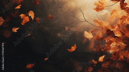 Abstract view of falling leaves in a gusty autumn wind AI generated © ArtStage