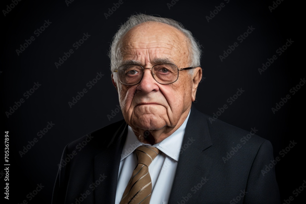 Portrait of a senior man with glasses on a black background. Portrait of a senior man with glasses on a black background.