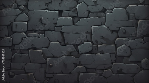 Stone paivement seamless tile texture  retro dark vintage sci-fi  2D matte dark illustration - Generative AI