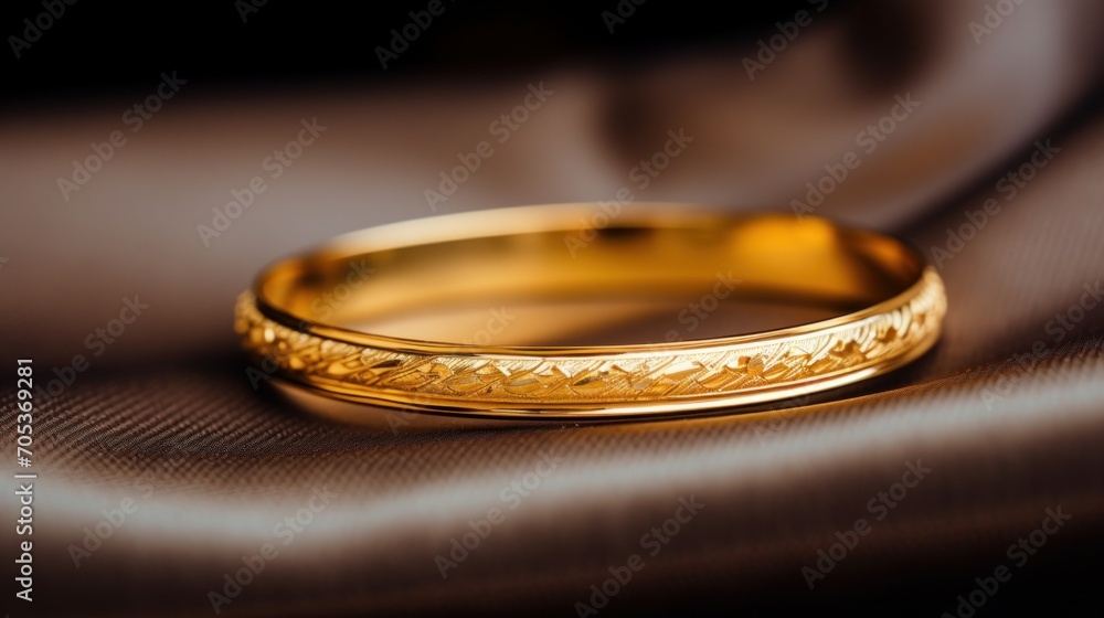 Close up of a simple gold bangle on a table AI generated Close up of a simple gold bangle on a table AI generated
