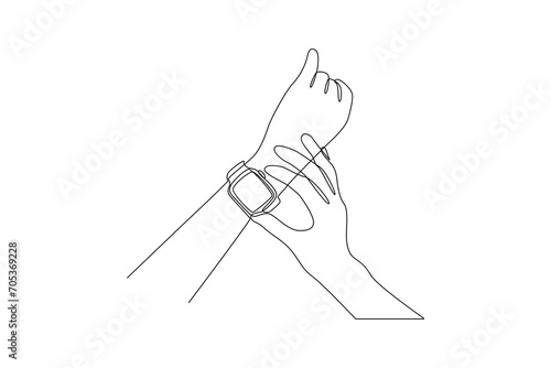 Continuous one line drawing watch concept. Doodle vector illustration.