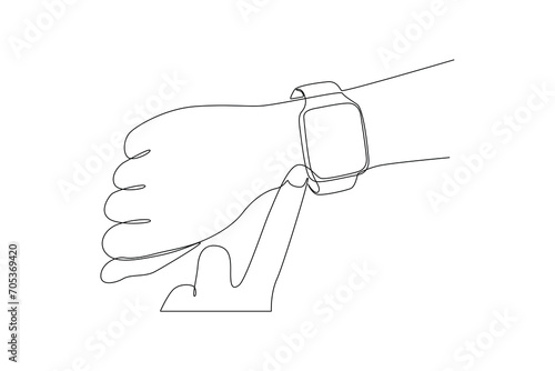 Continuous one line drawing watch concept. Doodle vector illustration.