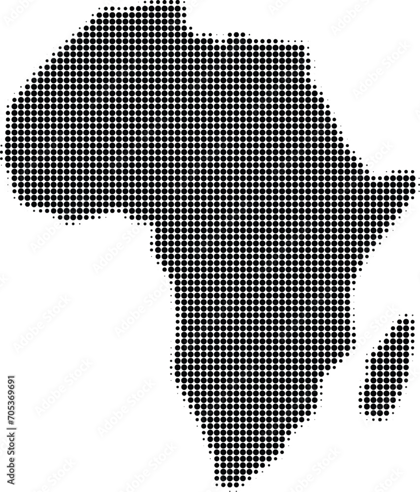 Map of Africa in halftone. Dotted illustration isolated on white background.