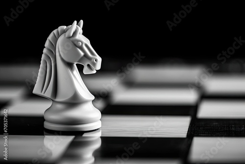 A single chess piece A knight On a chessboard