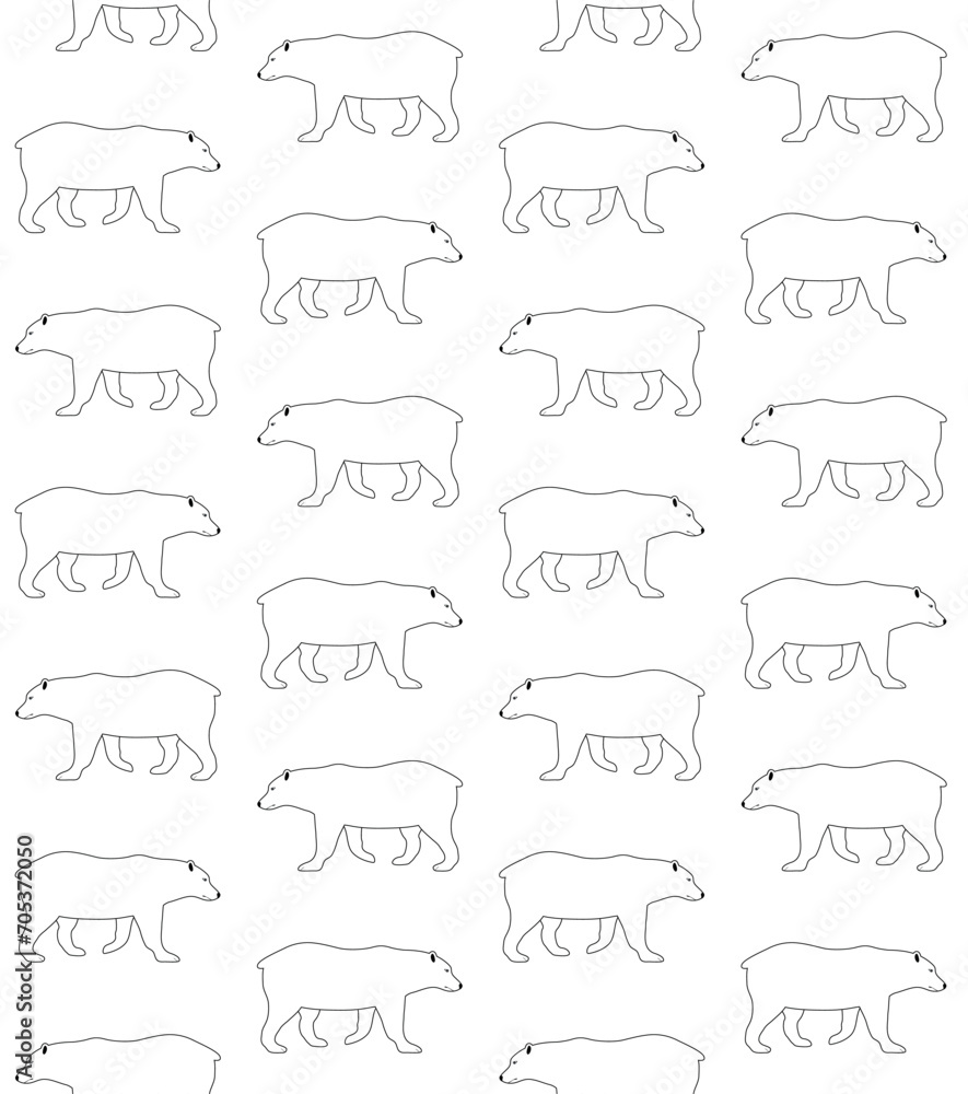 Vector seamless pattern of flat hand drawn grizzly bear isolated on white background Vector seamless pattern of flat hand drawn grizzly bear isolated on white background
