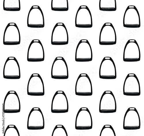 Vector seamless pattern of hand drawn doodle sketch horse riding stirrup isolated on white background