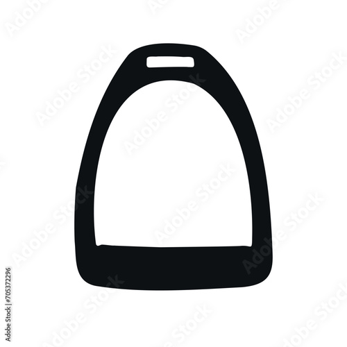 Vector hand drawn horse riding stirrup silhouette isolated on white background