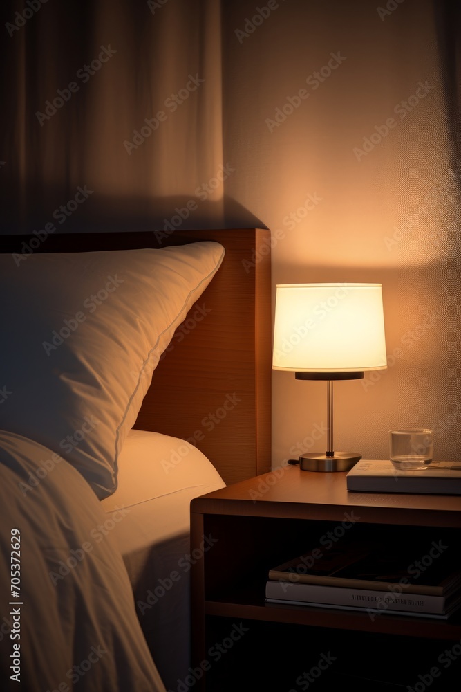 Minimalist view of soft glowing bedside lamp AI generated Minimalist view of soft glowing bedside lamp AI generated