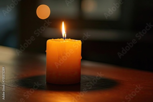 Single candle flickering in a quiet room Meditative and serene