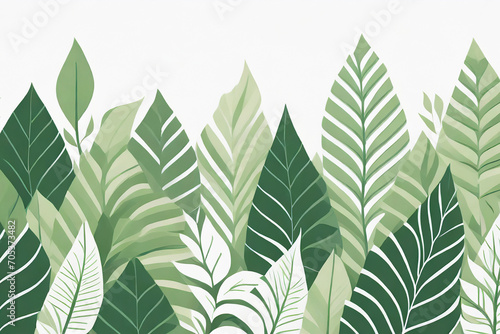 Green leaf pattern on white background