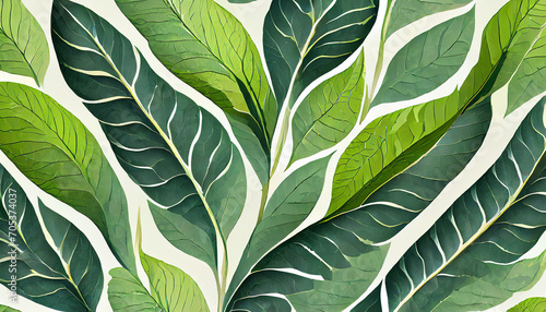 Green leaf pattern on white background